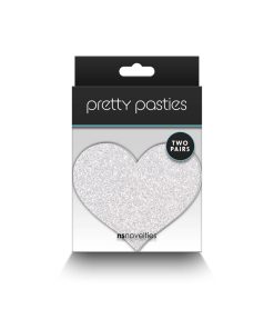 Pretty Pasties Glitter Hearts Red/Silver 2 Pair