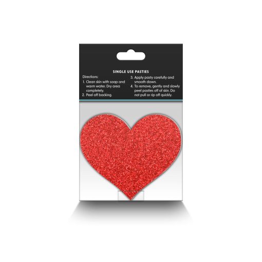 Pretty Pasties Glitter Hearts Red/Silver 2 Pair - Image 4