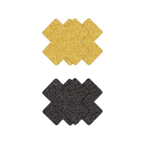 Pretty Pasties Glitter Cross Black/Gold 2 Pair - Image 2