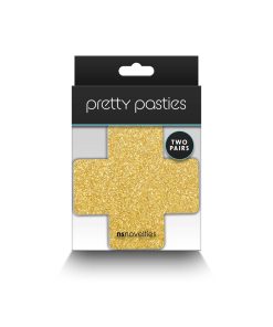 Pretty Pasties Glitter Cross Black/Gold 2 Pair