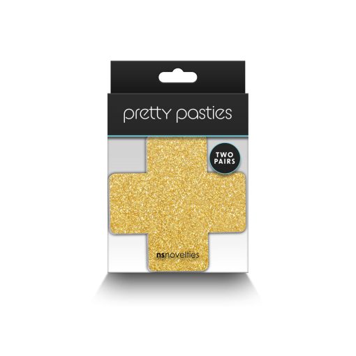 Pretty Pasties Glitter Cross Black/Gold 2 Pair - Image 3