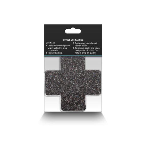 Pretty Pasties Glitter Cross Black/Gold 2 Pair - Image 4