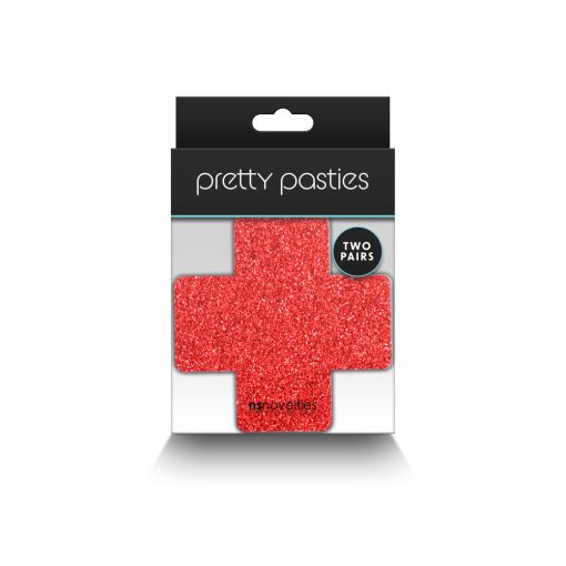 Pretty Pasties Glitter Cross Red/Silver 2 Pair - Image 3