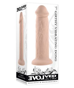 Evolved Girthy Rechargeable Vibrating 7 In. Silicone Dildo Light