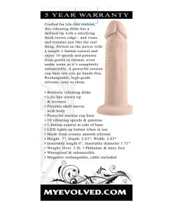 Evolved Rechargeable Vibrating 6 In. Silicone Dildo Light