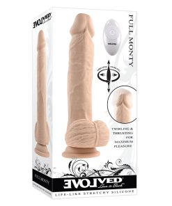 Evolved Full Monty Rechargeable Remote-Controlled Thrusting Twirling 9 In. Silicone Dildo Light