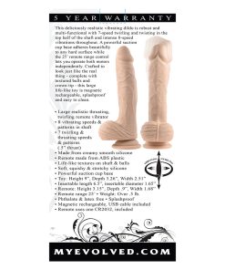 Evolved Full Monty Rechargeable Remote-Controlled Thrusting Twirling 9 In. Silicone Dildo Light