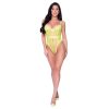 Magic Silk Love Star High Leg Teddy With Snap Crotch Neon Chartreuse S/M