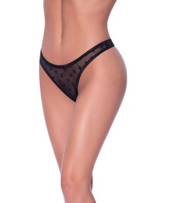 Magic Silk Love Star High Leg High Waist Micro Tanga Black S/M