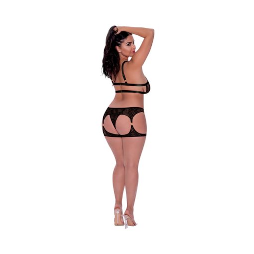 Magic Silk Rude Awakening Balconette Bra & Stirrup Thong Set Black Queen Size - Image 3