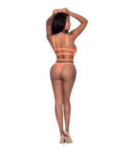 Magic Silk Rude Awakening Strappy Teddy Neon Orange L/Xl