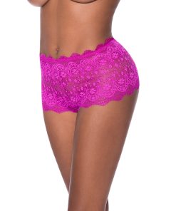 Magic Silk Berrylicious Split Crotch Lace Boyshort Raspberry S/M