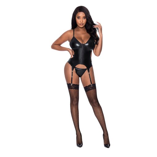 Magic Silk Hard Candy Basque & Cheeky Panty Black L/Xl
