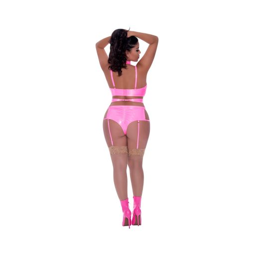 Magic Silk Hard Candy Demi Bra, Harness & Garter Panty Pink Queen Size - Image 3