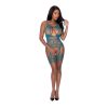 Magic Silk Seamless Halter Merrywidow With Thigh Cuffs Teal O/S