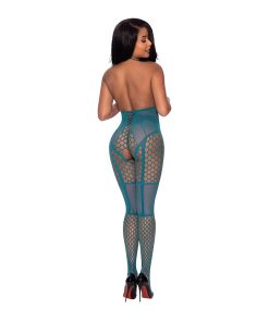 Magic Silk Seamless Cupless & Crotchless Catsuit Teal O/S