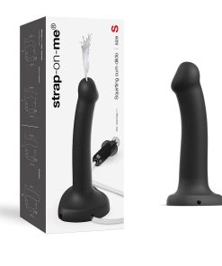 Strap-On-Me Squirting Cum Semi-Realistic Silicone Dildo Black S (Fluid Not Included)