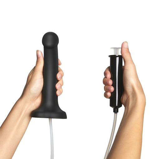 Strap-On-Me Squirting Cum Semi-Realistic Silicone Dildo Black S (Fluid Not Included) - Image 2