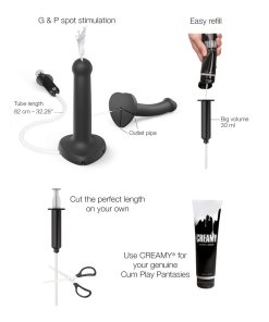 Strap-On-Me Squirting Cum Semi-Realistic Silicone Dildo Black S (Fluid Not Included)