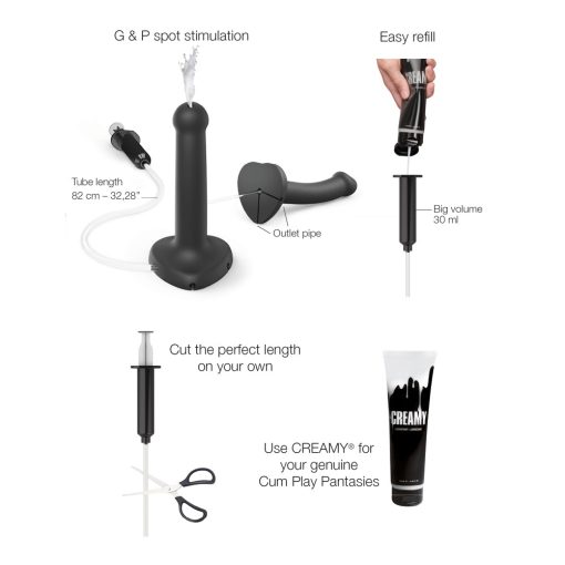 Strap-On-Me Squirting Cum Semi-Realistic Silicone Dildo Black S (Fluid Not Included) - Image 3