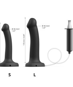 Strap-On-Me Squirting Cum Semi-Realistic Silicone Dildo Black S (Fluid Not Included)