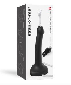 Strap-On-Me Squirting Cum Semi-Realistic Silicone Dildo Black S (Fluid Not Included)