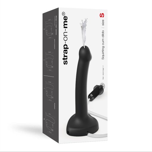 Strap-On-Me Squirting Cum Semi-Realistic Silicone Dildo Black S (Fluid Not Included) - Image 8