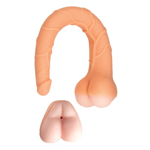 Realcocks Masturbator 14 In. 3-In-1 Dildo, Sleeve & Stroker Beige - Image 4