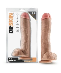 Dr. Skin Mr. Savage 11.5 In. Dildo With Balls Beige