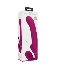Vive Ai Rechargeable Dual Vibrating & Air Wave Tickler Silicone Strapless Strapon Pink