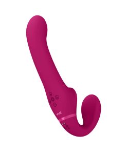 Vive Ai Rechargeable Dual Vibrating & Air Wave Tickler Silicone Strapless Strapon Pink