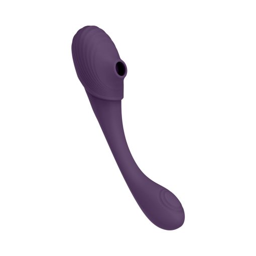 Vive Mirai Rechargeable Double Ended Pulse Wave & Air Wave Bendable Silicone Vibrator Purple - Image 3