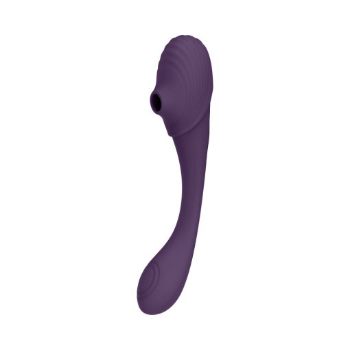Vive Mirai Rechargeable Double Ended Pulse Wave & Air Wave Bendable Silicone Vibrator Purple - Image 4
