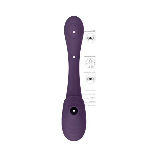 Vive Mirai Rechargeable Double Ended Pulse Wave & Air Wave Bendable Silicone Vibrator Purple - Image 7