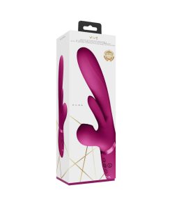 Vive Kura Rechargeable Thrusting Silicone G-Spot Vibrator With Flapping Tongue And Pulse Wave Stimulator Pink