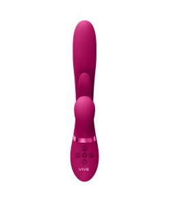 Vive Kura Rechargeable Thrusting Silicone G-Spot Vibrator With Flapping Tongue And Pulse Wave Stimulator Pink