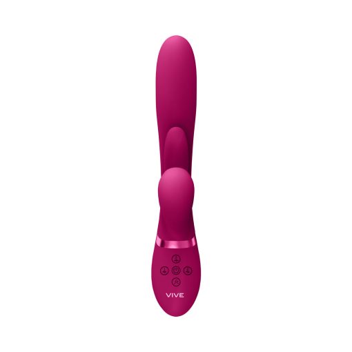 Vive Kura Rechargeable Thrusting Silicone G-Spot Vibrator With Flapping Tongue And Pulse Wave Stimulator Pink - Image 5