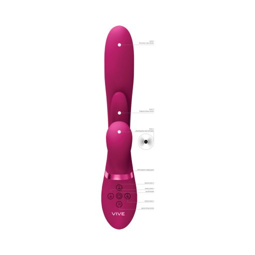 Vive Kura Rechargeable Thrusting Silicone G-Spot Vibrator With Flapping Tongue And Pulse Wave Stimulator Pink - Image 7