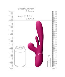 Vive Kura Rechargeable Thrusting Silicone G-Spot Vibrator With Flapping Tongue And Pulse Wave Stimulator Pink