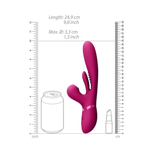 Vive Kura Rechargeable Thrusting Silicone G-Spot Vibrator With Flapping Tongue And Pulse Wave Stimulator Pink - Image 8