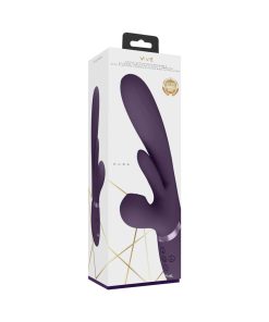 Vive Kura Rechargeable Thrusting Silicone G-Spot Vibrator With Flapping Tongue And Pulse Wave Stimulator Purple