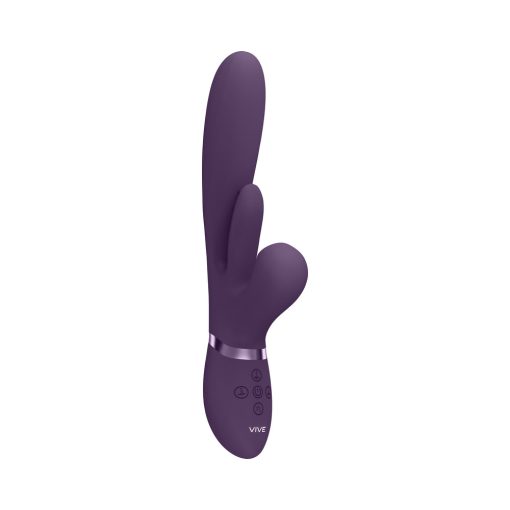 Vive Kura Rechargeable Thrusting Silicone G-Spot Vibrator With Flapping Tongue And Pulse Wave Stimulator Purple - Image 2