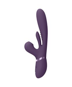 Vive Kura Rechargeable Thrusting Silicone G-Spot Vibrator With Flapping Tongue And Pulse Wave Stimulator Purple