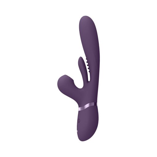 Vive Kura Rechargeable Thrusting Silicone G-Spot Vibrator With Flapping Tongue And Pulse Wave Stimulator Purple - Image 3