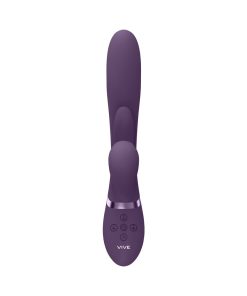 Vive Kura Rechargeable Thrusting Silicone G-Spot Vibrator With Flapping Tongue And Pulse Wave Stimulator Purple