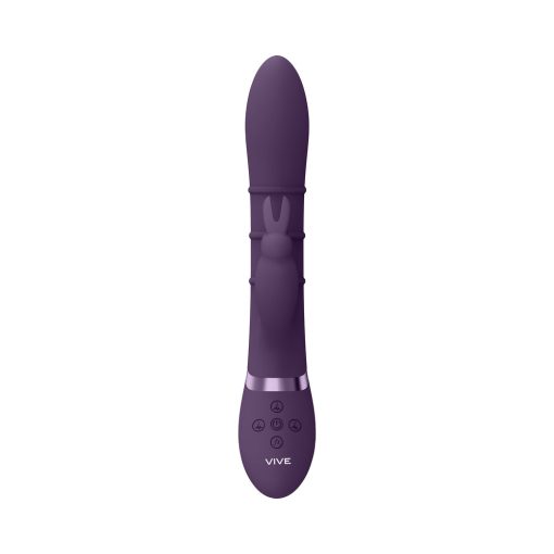 Vive Sora Rechargeable Silicone G-Spot Rabbit Vibrator With Up & Down Stimulating Rings Purple - Image 5