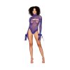 Dreamgirl Metallic Fishnet Seamless Teddy And Matching Shrug Restraint Violet O/S