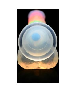 Lollicock Silicone Dildo With Balls 7 In. Rainbow Glow In The Dark