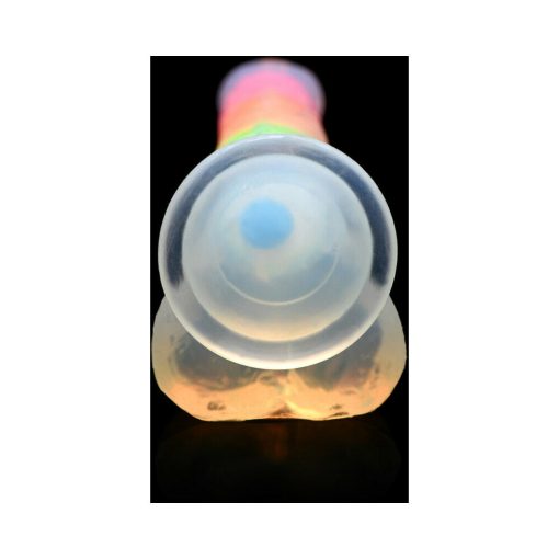 Lollicock Silicone Dildo With Balls 7 In. Rainbow Glow In The Dark - Image 5