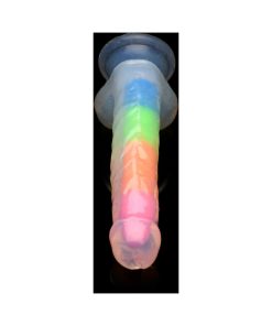 Lollicock Silicone Dildo With Balls 7 In. Rainbow Glow In The Dark